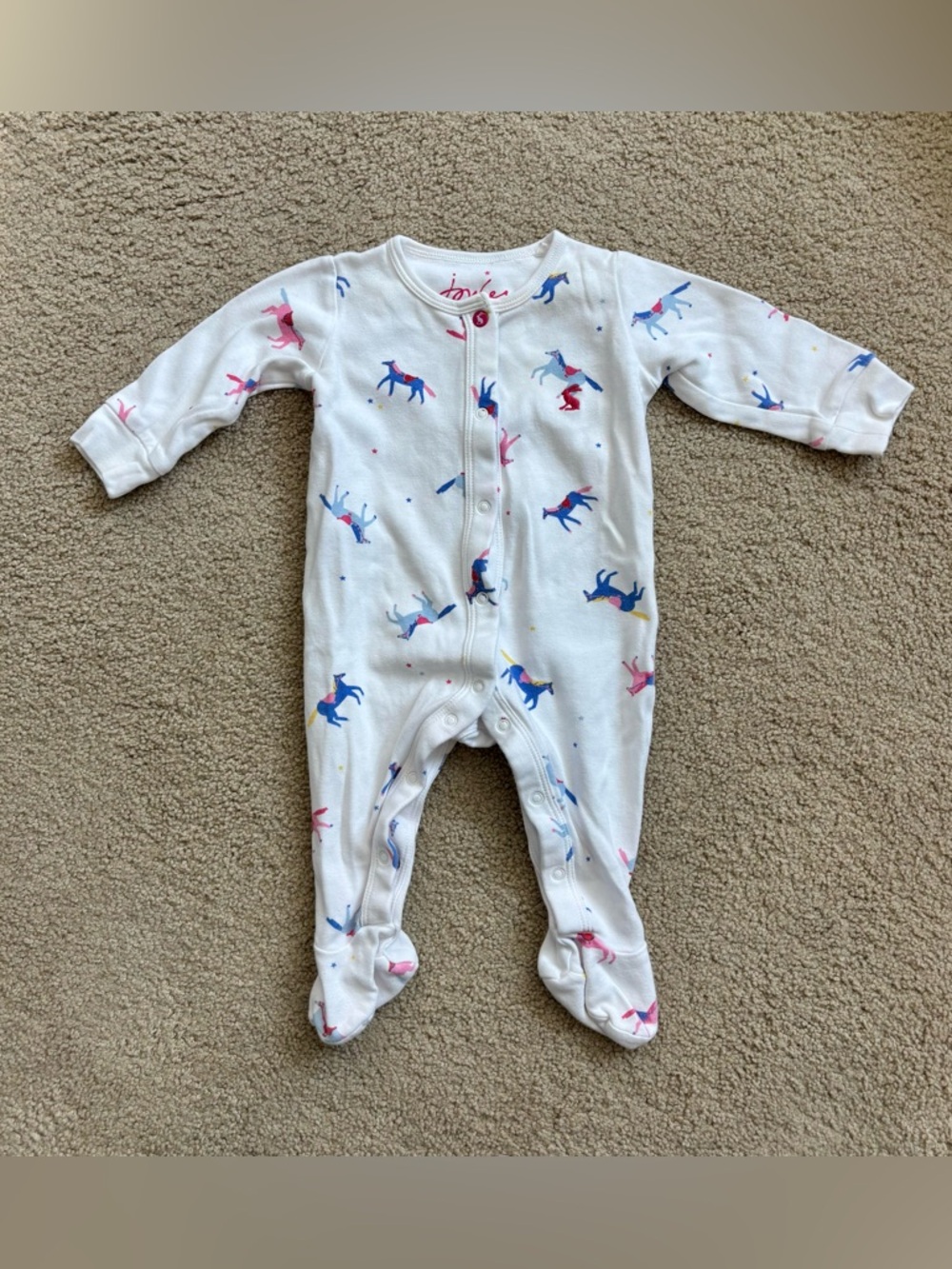 Joules White Footed One-Piece- 3-6 Months